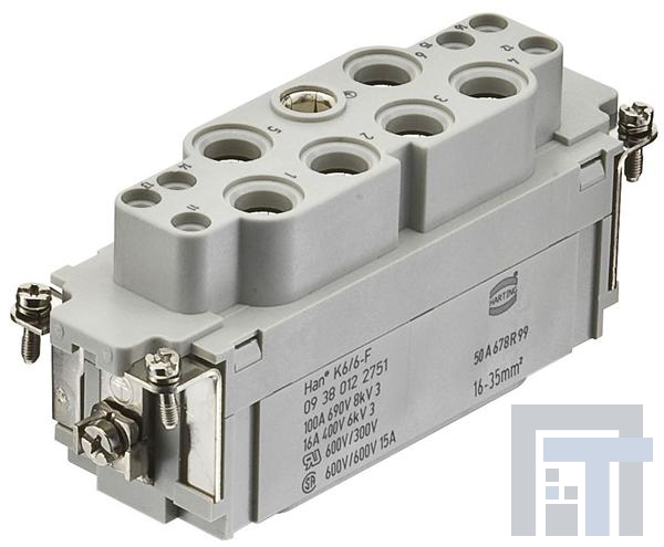 09380122751 Сверхмощные разъемы питания HAN K 6+6P F SCREW SCREW TERMINATION