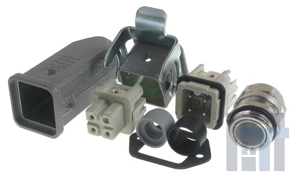 10200030001 Сверхмощные разъемы питания HAN 3A 3P+GRD METAL TOP ENTRY HOOD STRT