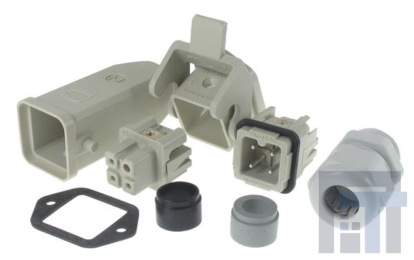10200030002 Сверхмощные разъемы питания HAN 3A 3P+GRD PLASTC TOP ENTRY HOOD STRT