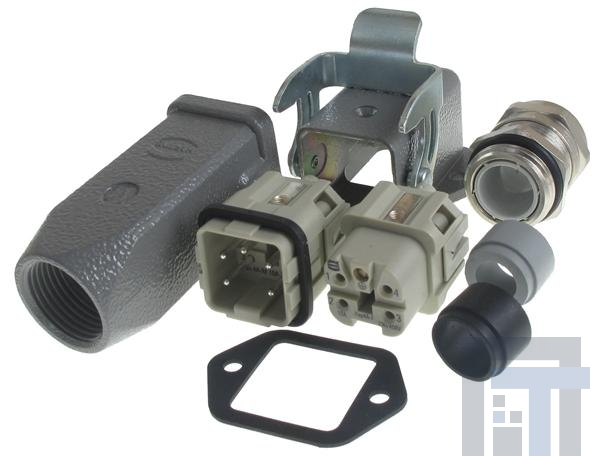 10200040003 Сверхмощные разъемы питания HAN 3A 4P+GRD METAL TOP ENTRY HOOD R/A
