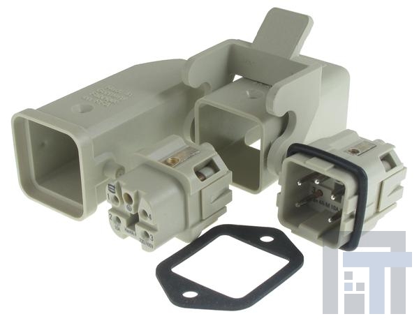 10200040004 Сверхмощные разъемы питания HAN 3A 4P+GRD PLASTC TOP ENTRY HOOD R/A