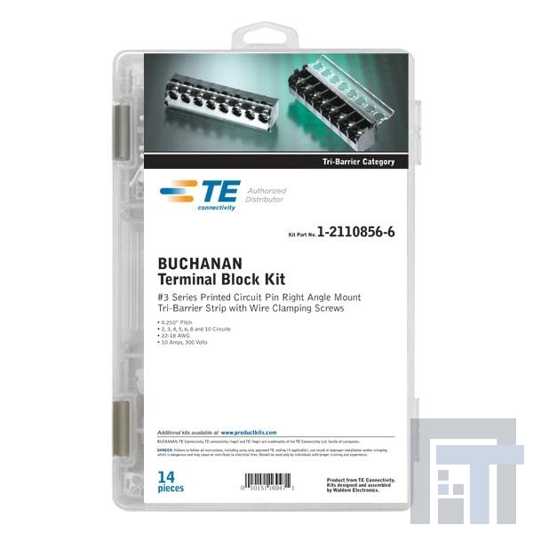 1-2110856-6 Клеммные колодки с изолирующими перегородками Vrt Plg Rcpt/DL Lck 240 PC Kit