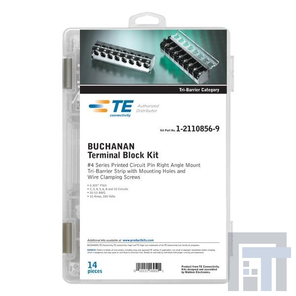 1-2110856-9 Клеммные колодки с изолирующими перегородками #4 Tri-Barrier Strip Blocks 14 PC Kit