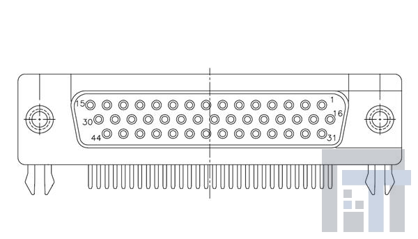 17EBH044SAM110 Соединители с высокой плотностью контактов D-Sub RA HI DENSITY 44P F #4-40 THREAD