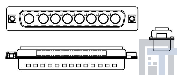 3008W8PXX99A30X Соединители D-Sub со смешанными контактами 8W8 Plug No contacts loaded