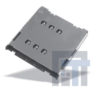 FMS006-5100-0 Соединители для карт памяти SIM Card Conn 6pin Top Mnt Man H-1.4mm