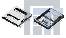 SCHD3A0100 Соединители для карт памяти Slide In-Slide Out Headersmicro SD