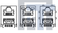 1-1909119-4 Модульные соединители / соединители Ethernet VAO, MODULAR JACK, RJ45+USBx1F, W/ LED