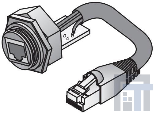 1546414-4 Модульные соединители / соединители Ethernet BLKHD W/PATCH CORD