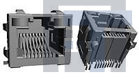 1955491-1 Модульные соединители / соединители Ethernet MJ,RJ45,SMT,SHLD,THRU HOLE SHIELD TABS