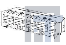 43223-6004 Модульные соединители / соединители Ethernet ModJack RA Gangd Unshl Flh 3Prt 6/6