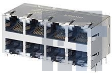 85727-1001 Модульные соединители / соединители Ethernet MAGJACK GIG PoETEC 2x4 GRN GRN