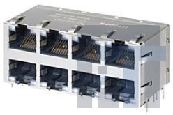 85727-1002 Модульные соединители / соединители Ethernet MAGJACK GIG PoETEC 2x4 GRN/OR GRN