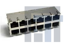 85728-1004 Модульные соединители / соединители Ethernet MAGNETICJACK GBIT 2X6 LEDs GRN-OR(2X)