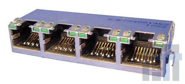 RJE724881311 Модульные соединители / соединители Ethernet RJ45, Offset, LwPrfl CAT5e 4Prt w/ LEDs