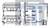 1775462-1 USB-коннекторы USB CONNA series Stacked OffsetReel