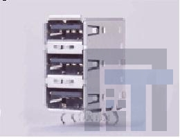 33UBAR-TSN1R USB-коннекторы USB TYPE A PCB RA TRIPLE STACKED