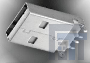 KUSBX-SMT2AP1S-B USB-коннекторы A TYPE SMT BLK PLUG .9mm POSTS SHIELDED