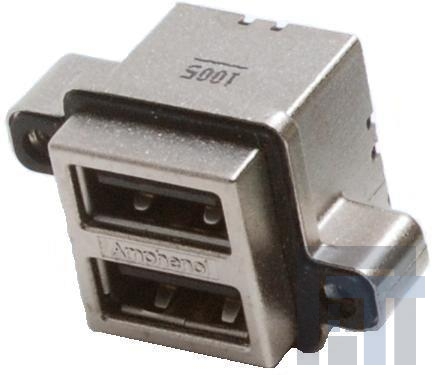 MUSB-C111-30 USB-коннекторы USB PCB RECPT RA IP67 TYPE A DUAL