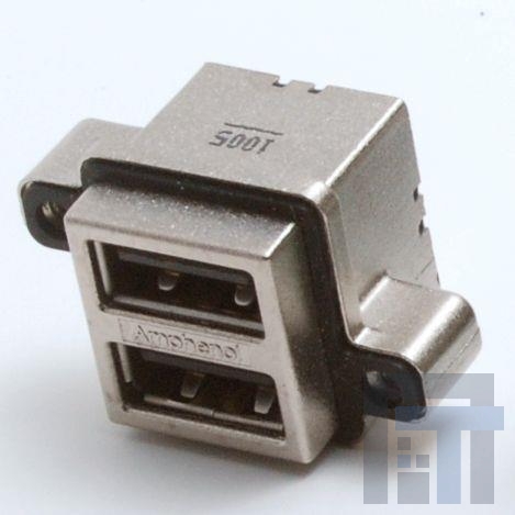 MUSB-C511-00 USB-коннекторы USB RECPT;VERT PCB MNT;STACKED #4-40
