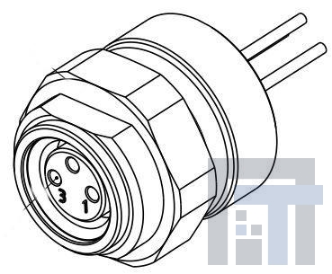 2-2172088-2 Стандартный цилиндрический соединитель M8 FMLE PNLREAR 3POS STR WIRE