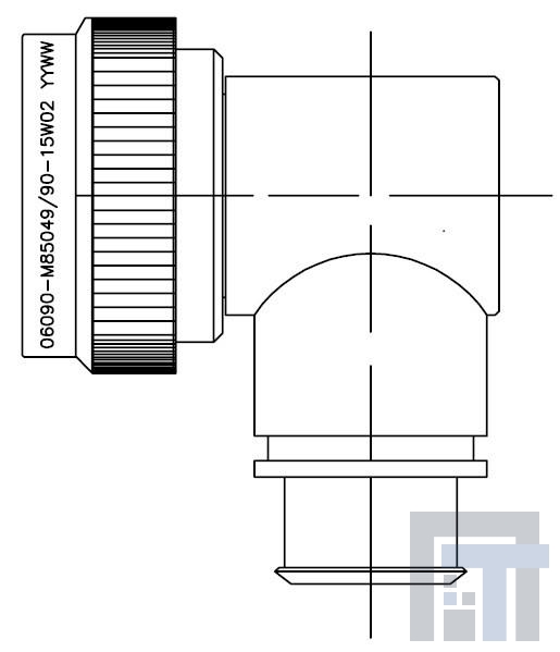 R85049-90-15W02 Круговой мил / технические характеристики корпусов разъемов 90DEG BCKSHELL SZ 15 SELF-LOCKING BAND